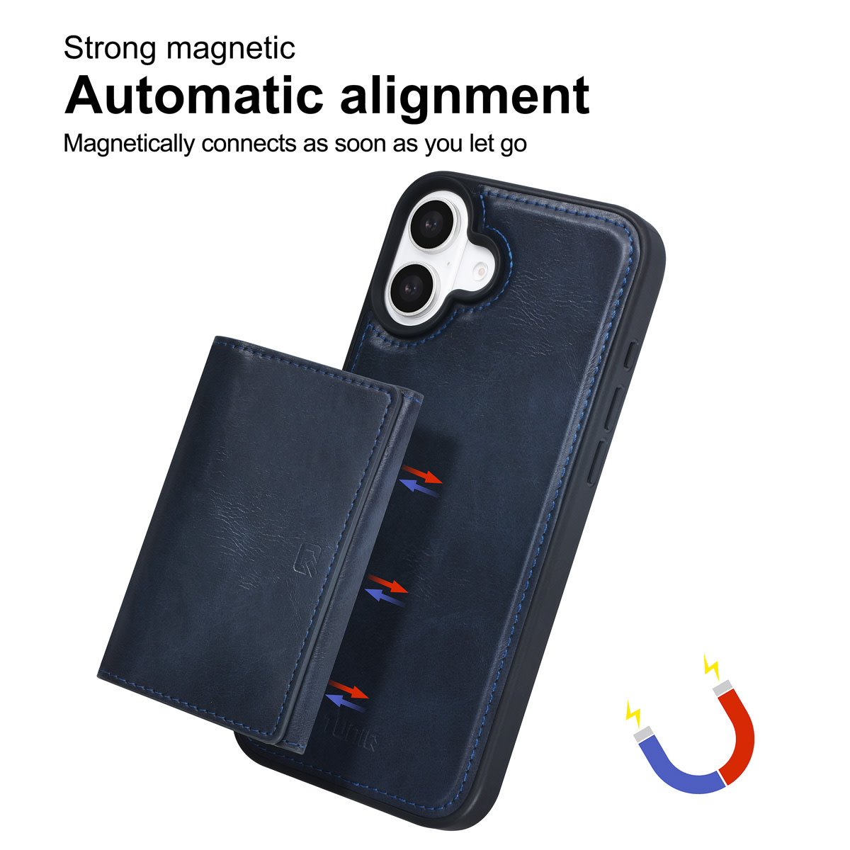 TUNIQ TUNIQ iPhone 16 Plus Backcover hoesje - met afneembare Pasjeshouder - Blauw, foto 2 van 6