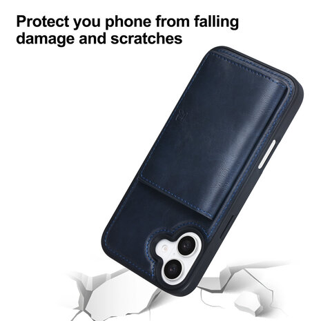 TUNIQ TUNIQ iPhone 16 Plus Back-Cover hul - mit abnehmbarem Kartenhalter - Blau TUNIQ TUNIQ iPhone 16 Plus Back-Cover hul - mit abnehmbarem Kartenhalter - Blau