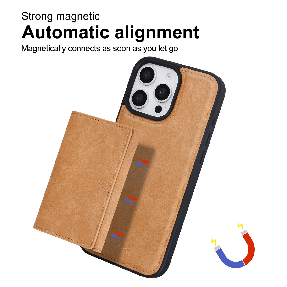 TUNIQ TUNIQ iPhone 16 Pro Max Backcover hoesje - met afneembare Pasjeshouder - Goud, foto 2 van 6
