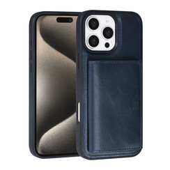 TUNIQ iPhone 16 Pro Max Back-Cover hul - mit abnehmbarem Kartenhalter - Blau