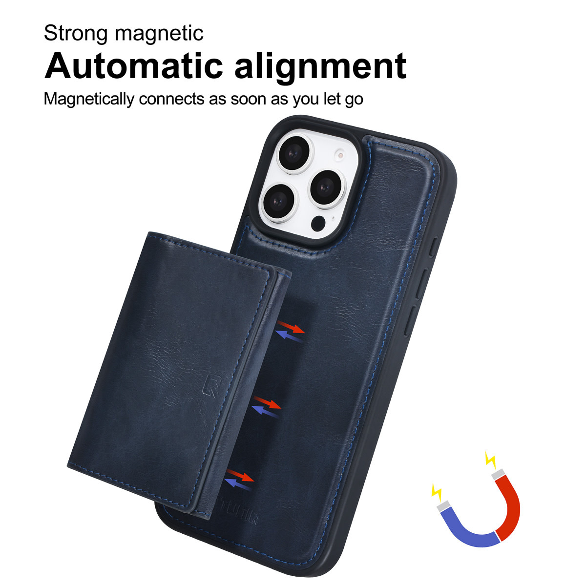 TUNIQ TUNIQ iPhone 16 Pro Max Backcover hoesje - met afneembare Pasjeshouder - Blauw, foto 2 van 6