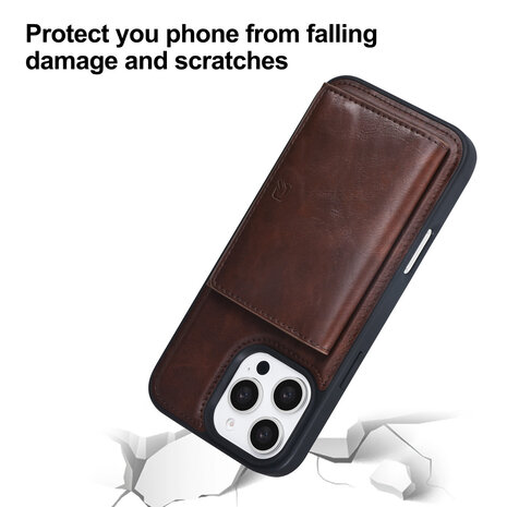 TUNIQ TUNIQ iPhone 16 Pro Max Back-Cover hul - mit abnehmbarem Kartenhalter - Braun TUNIQ TUNIQ iPhone 16 Pro Max Back-Cover hul - mit abnehmbarem Kartenhalter - Braun