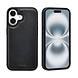 TUNIQ TUNIQ iPhone 16 Book type case - Card holder for 3 cards - with removable magnetic cover - Black TUNIQ TUNIQ iPhone 16 Book type case - Card holder for 3 cards - with removable magnetic cover - Black