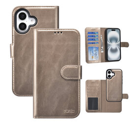 TUNIQ TUNIQ iPhone 16 Book Case hoesje - Pasjeshouder voor 3 pasjes - met afneembaar magnetisch hoesje - Goud TUNIQ TUNIQ iPhone 16 Book Case hoesje - Pasjeshouder voor 3 pasjes - met afneembaar magnetisch hoesje - Goud