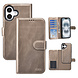 TUNIQ TUNIQ iPhone 16 Book type case - Card holder for 3 cards - with removable magnetic cover - Gold TUNIQ TUNIQ iPhone 16 Book type case - Card holder for 3 cards - with removable magnetic cover - Gold