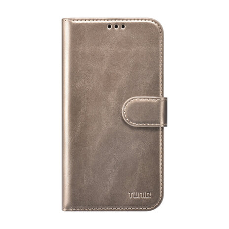 TUNIQ TUNIQ iPhone 16 Book type case - Card holder for 3 cards - with removable magnetic cover - Gold TUNIQ TUNIQ iPhone 16 Book type case - Card holder for 3 cards - with removable magnetic cover - Gold
