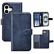 TUNIQ TUNIQ iPhone 16 Book type case - Card holder for 3 cards - with removable magnetic cover - Blue TUNIQ TUNIQ iPhone 16 Book type case - Card holder for 3 cards - with removable magnetic cover - Blue