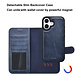 TUNIQ TUNIQ iPhone 16 Book type case - Card holder for 3 cards - with removable magnetic cover - Blue TUNIQ TUNIQ iPhone 16 Book type case - Card holder for 3 cards - with removable magnetic cover - Blue
