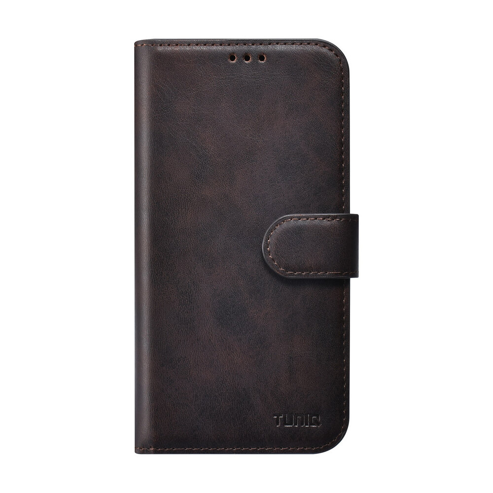 TUNIQ TUNIQ iPhone 16 Book type case - Card holder for 3 cards - with removable magnetic cover - Brown TUNIQ TUNIQ iPhone 16 Book type case - Card holder for 3 cards - with removable magnetic cover - Brown
