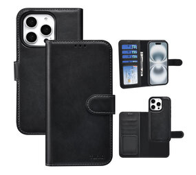 TUNIQ TUNIQ iPhone 16 Pro Book-Case hul - Kartenhalter für 3 Karten - mit Abnehmbarer magnetische Hülle - Schwarz TUNIQ TUNIQ iPhone 16 Pro Book-Case hul - Kartenhalter für 3 Karten - mit Abnehmbarer magnetische Hülle - Schwarz