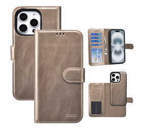 TUNIQ TUNIQ iPhone 16 Pro Book-Case hul - Kartenhalter für 3 Karten - mit Abnehmbarer magnetische Hülle - Gold TUNIQ TUNIQ iPhone 16 Pro Book-Case hul - Kartenhalter für 3 Karten - mit Abnehmbarer magnetische Hülle - Gold