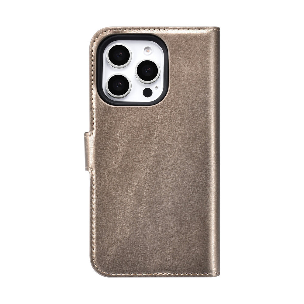 TUNIQ TUNIQ iPhone 16 Pro Book-Case hul - Kartenhalter für 3 Karten - mit Abnehmbarer magnetische Hülle - Gold TUNIQ TUNIQ iPhone 16 Pro Book-Case hul - Kartenhalter für 3 Karten - mit Abnehmbarer magnetische Hülle - Gold