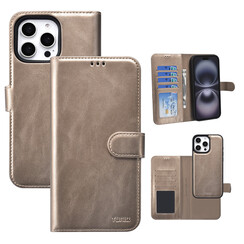 TUNIQ iPhone 16 Pro Max Book type case - Card holder for 3 cards - with removable magnetic cover - Gold