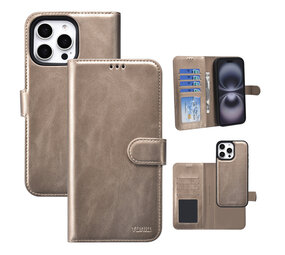 TUNIQ TUNIQ iPhone 16 Pro Max Book type case - Card holder for 3 cards - with removable magnetic cover - Gold TUNIQ TUNIQ iPhone 16 Pro Max Book type case - Card holder for 3 cards - with removable magnetic cover - Gold