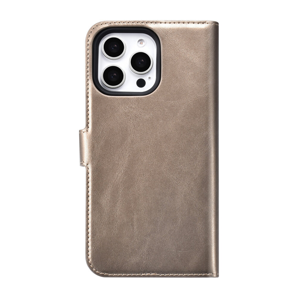 TUNIQ TUNIQ iPhone 16 Pro Max Book-Case hul - Kartenhalter für 3 Karten - mit Abnehmbarer magnetische Hülle - Gold TUNIQ TUNIQ iPhone 16 Pro Max Book-Case hul - Kartenhalter für 3 Karten - mit Abnehmbarer magnetische Hülle - Gold