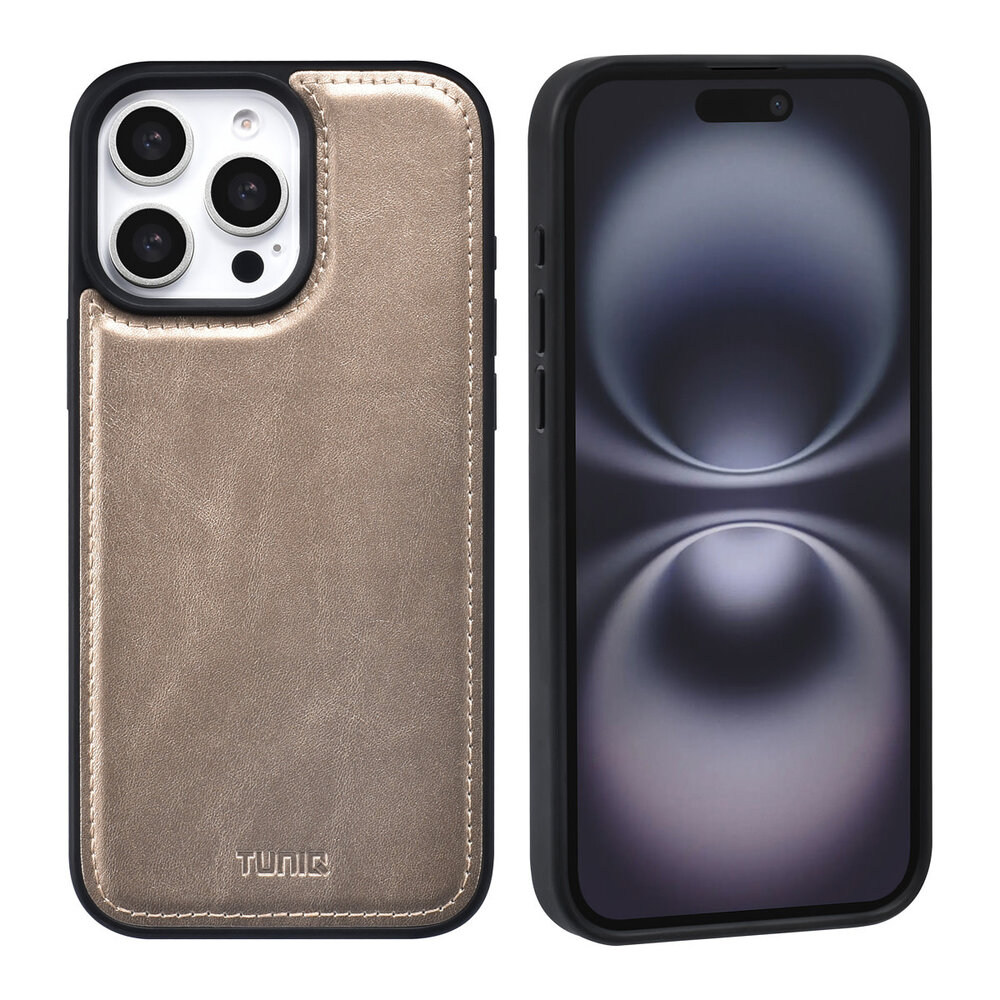 TUNIQ TUNIQ iPhone 16 Pro Max Book-Case hul - Kartenhalter für 3 Karten - mit Abnehmbarer magnetische Hülle - Gold TUNIQ TUNIQ iPhone 16 Pro Max Book-Case hul - Kartenhalter für 3 Karten - mit Abnehmbarer magnetische Hülle - Gold