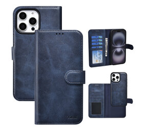 TUNIQ TUNIQ iPhone 16 Pro Max Book-Case hul - Kartenhalter für 3 Karten - mit Abnehmbarer magnetische Hülle - Blau TUNIQ TUNIQ iPhone 16 Pro Max Book-Case hul - Kartenhalter für 3 Karten - mit Abnehmbarer magnetische Hülle - Blau