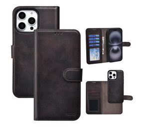 TUNIQ TUNIQ iPhone 16 Pro Max Book Case hoesje - Pasjeshouder voor 3 pasjes - met afneembaar magnetisch hoesje - Bruin TUNIQ TUNIQ iPhone 16 Pro Max Book Case hoesje - Pasjeshouder voor 3 pasjes - met afneembaar magnetisch hoesje - Bruin