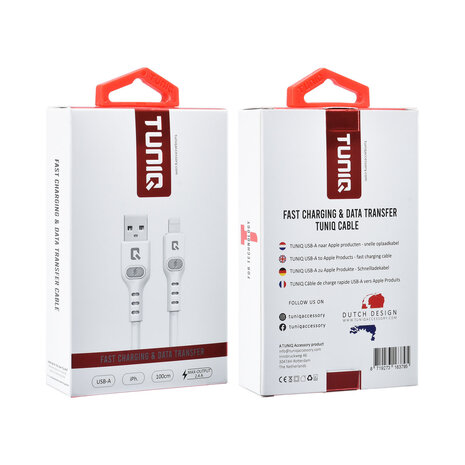 TUNIQ TUNIQ USB-A zu Lightning Kabel 100cm - Schnellladekabel - Weiß TUNIQ TUNIQ USB-A zu Lightning Kabel 100cm - Schnellladekabel - Weiß