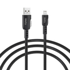 TUNIQ USB-A naar Lightning Kabel 100cm - Snelle oplaadkabel - Zwart