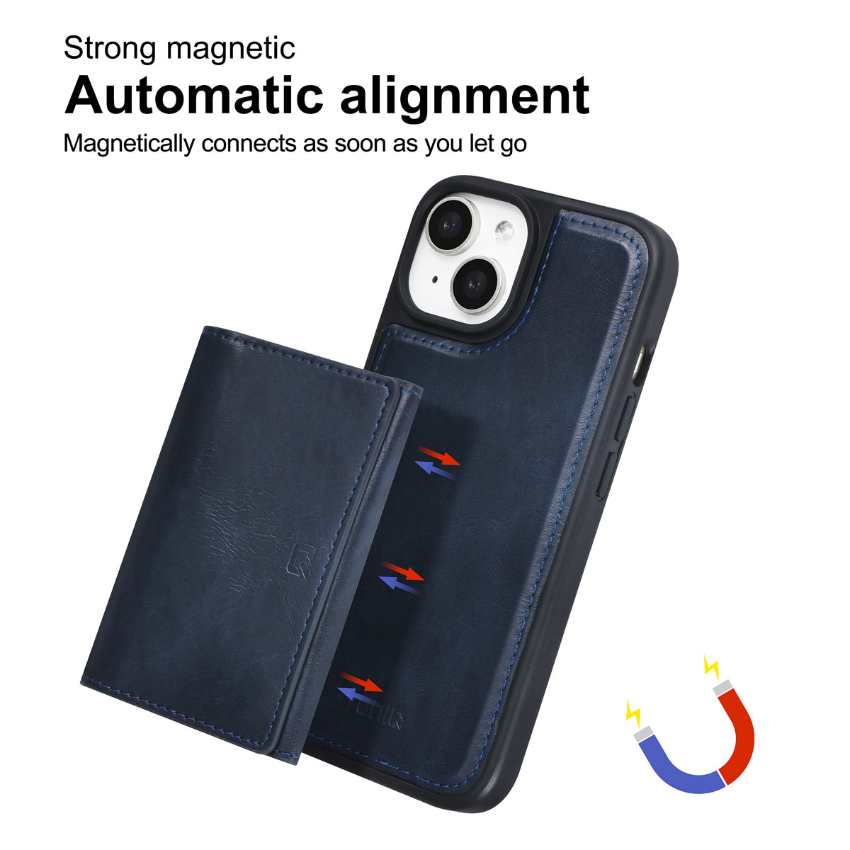 TUNIQ TUNIQ iPhone 15 Backcover hoesje - met afneembare Pasjeshouder - Blauw, foto 2 van 6