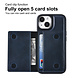 TUNIQ TUNIQ iPhone 15 Back cover case - with removable card holder - Blue TUNIQ TUNIQ iPhone 15 Back cover case - with removable card holder - Blue