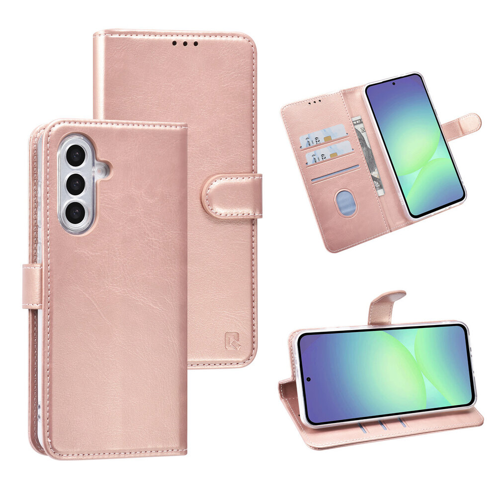 TUNIQ TUNIQ Galaxy A36 Book type housse - Porte-cartes pour 3 cartes - Fermeture magnétique - Cintre - Rose Gold TUNIQ TUNIQ Galaxy A36 Book type housse - Porte-cartes pour 3 cartes - Fermeture magnétique - Cintre - Rose Gold