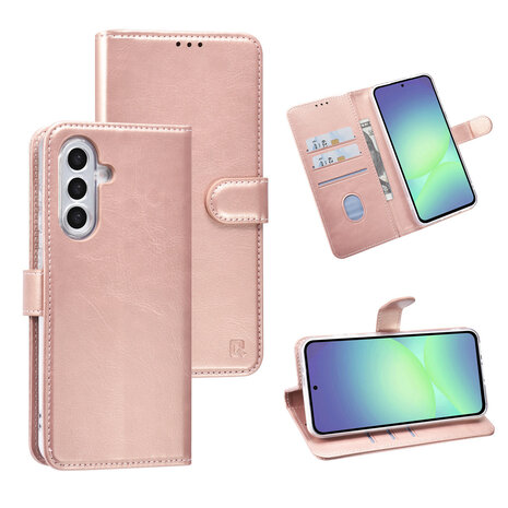 TUNIQ TUNIQ Galaxy A36 Book-Case hul - Kartenhalter für 3 Karten - Magnetverschluss - Aufhänger - Rose Gold TUNIQ TUNIQ Galaxy A36 Book-Case hul - Kartenhalter für 3 Karten - Magnetverschluss - Aufhänger - Rose Gold