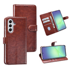 TUNIQ Galaxy A36 Book-Case hul - Kartenhalter für 3 Karten - Magnetverschluss - Aufhänger - Braun