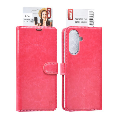TUNIQ TUNIQ Galaxy A56 Book Case hoesje - Pasjeshouder voor 3 pasjes - Hanger - Felroze TUNIQ TUNIQ Galaxy A56 Book Case hoesje - Pasjeshouder voor 3 pasjes - Hanger - Felroze