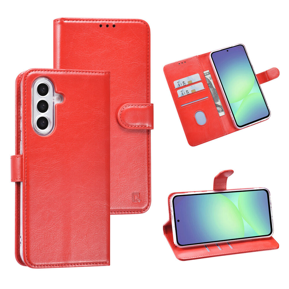 TUNIQ TUNIQ Galaxy A56 Book type case - Card holder for 3 cards - Magnetic closure - Hanger - Red TUNIQ TUNIQ Galaxy A56 Book type case - Card holder for 3 cards - Magnetic closure - Hanger - Red