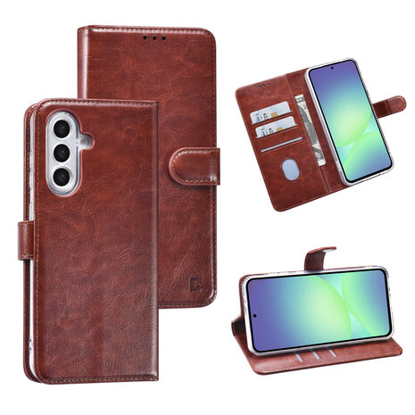 TUNIQ TUNIQ Galaxy A56 Book type housse - Porte-cartes pour 3 cartes - Fermeture magnétique - Cintre - Marron TUNIQ TUNIQ Galaxy A56 Book type housse - Porte-cartes pour 3 cartes - Fermeture magnétique - Cintre - Marron