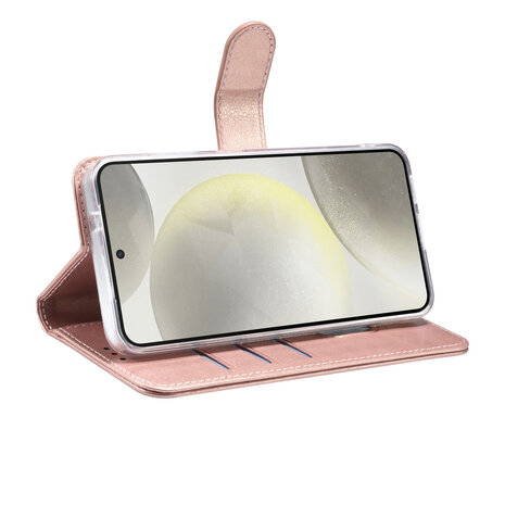 TUNIQ TUNIQ Galaxy S25 Book Case hoesje - Pasjeshouder voor 3 pasjes - Hanger - Rose Gold TUNIQ TUNIQ Galaxy S25 Book Case hoesje - Pasjeshouder voor 3 pasjes - Hanger - Rose Gold