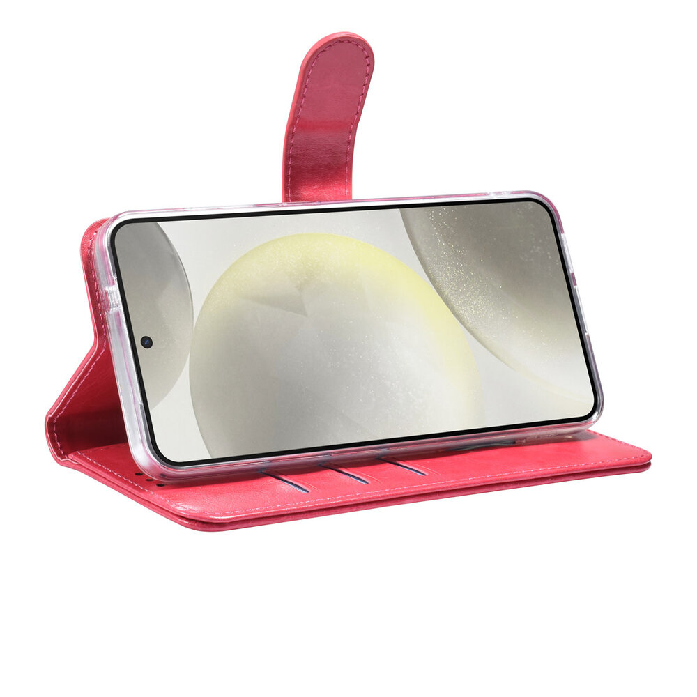 TUNIQ TUNIQ Galaxy S25 Book type case - Card holder for 3 cards - Magnetic closure - Hanger - Hot Pink TUNIQ TUNIQ Galaxy S25 Book type case - Card holder for 3 cards - Magnetic closure - Hanger - Hot Pink