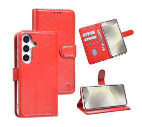 TUNIQ TUNIQ Galaxy S25 Book type case - Card holder for 3 cards - Magnetic closure - Hanger - Red TUNIQ TUNIQ Galaxy S25 Book type case - Card holder for 3 cards - Magnetic closure - Hanger - Red