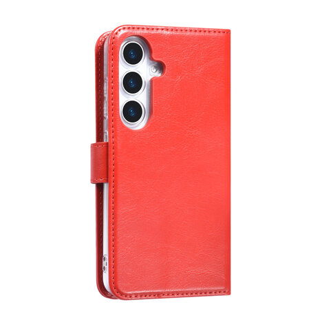 TUNIQ TUNIQ Galaxy S25 Book Case hoesje - Pasjeshouder voor 3 pasjes - Hanger - Rood TUNIQ TUNIQ Galaxy S25 Book Case hoesje - Pasjeshouder voor 3 pasjes - Hanger - Rood