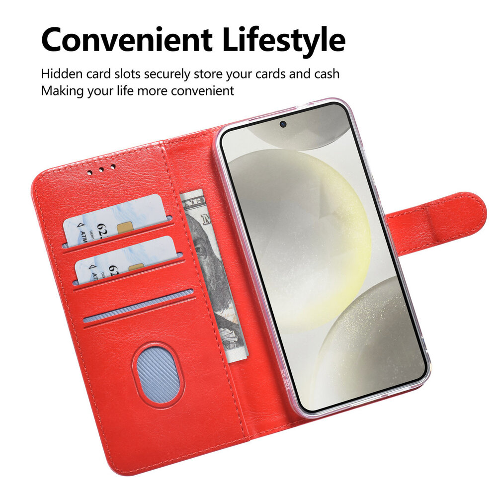 TUNIQ TUNIQ Galaxy S25 Book Case hoesje - Pasjeshouder voor 3 pasjes - Hanger - Rood TUNIQ TUNIQ Galaxy S25 Book Case hoesje - Pasjeshouder voor 3 pasjes - Hanger - Rood