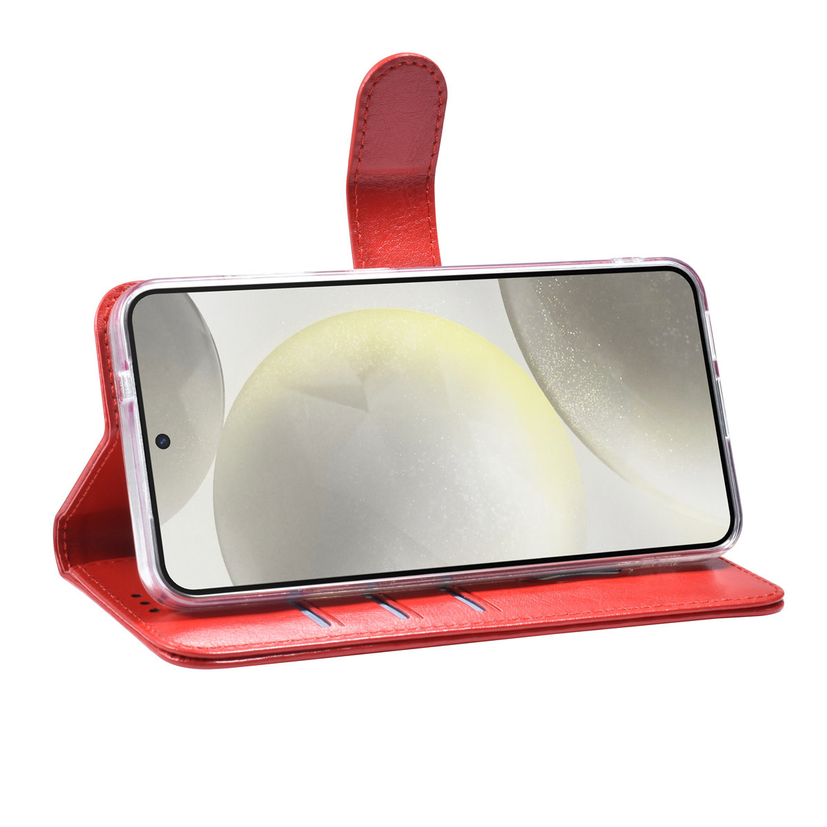 TUNIQ TUNIQ Galaxy S25 Book Case hoesje - Pasjeshouder voor 3 pasjes - Hanger - Rood, foto 5 van 6