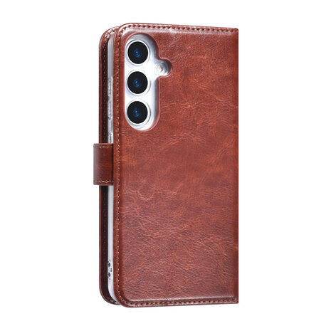 TUNIQ TUNIQ Galaxy S25 Book Case hoesje - Pasjeshouder voor 3 pasjes - Hanger - Bruin TUNIQ TUNIQ Galaxy S25 Book Case hoesje - Pasjeshouder voor 3 pasjes - Hanger - Bruin