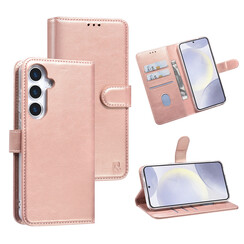 TUNIQ Galaxy S25 Plus Book type housse - Porte-cartes pour 3 cartes - Fermeture magnétique - Cintre - Rose Gold
