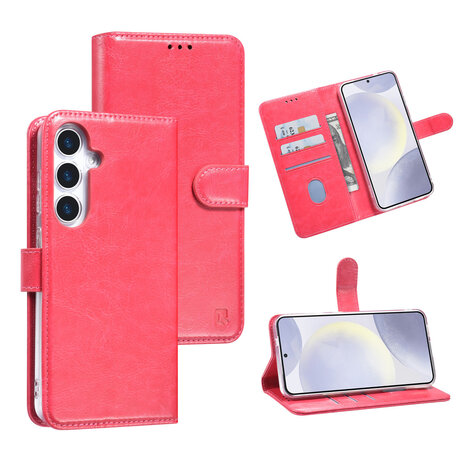 TUNIQ TUNIQ Galaxy S25 Plus Book type case - Card holder for 3 cards - Magnetic closure - Hanger - Hot Pink TUNIQ TUNIQ Galaxy S25 Plus Book type case - Card holder for 3 cards - Magnetic closure - Hanger - Hot Pink