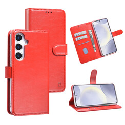 TUNIQ Galaxy S25 Plus Book Case hoesje - Pasjeshouder voor 3 pasjes - Magneetsluiting - Hanger - Rood