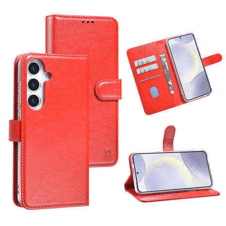 TUNIQ TUNIQ Galaxy S25 Plus Book-Case hul - Kartenhalter für 3 Karten - Magnetverschluss - Aufhänger - Rot TUNIQ TUNIQ Galaxy S25 Plus Book-Case hul - Kartenhalter für 3 Karten - Magnetverschluss - Aufhänger - Rot