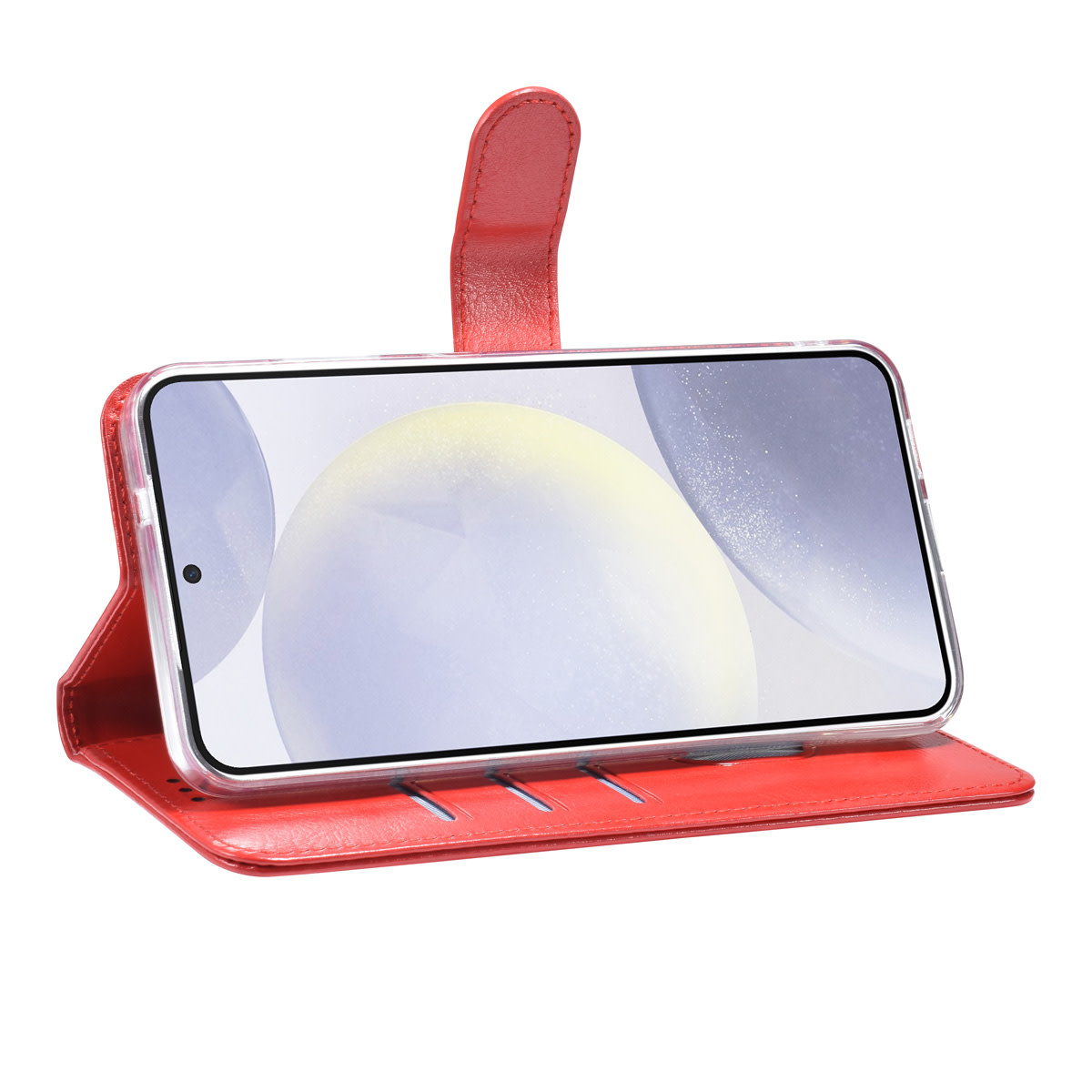 TUNIQ TUNIQ Galaxy S25 Plus Book Case hoesje - Pasjeshouder voor 3 pasjes - Magneetsluiting - Hanger - Rood, foto 5 van 6