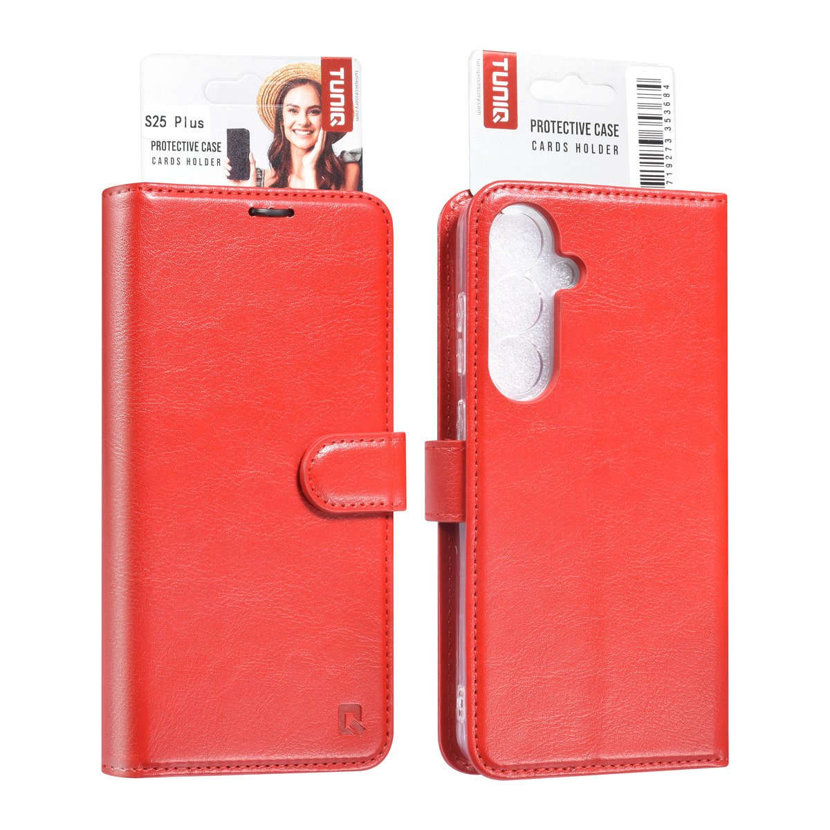 TUNIQ TUNIQ Galaxy S25 Plus Book Case hoesje - Pasjeshouder voor 3 pasjes - Magneetsluiting - Hanger - Rood, foto 6 van 6