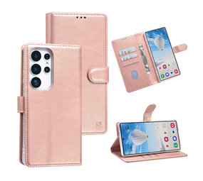 TUNIQ TUNIQ Galaxy S25 Ultra Book type case - Card holder for 3 cards - Magnetic closure - Hanger - Rose Gold TUNIQ TUNIQ Galaxy S25 Ultra Book type case - Card holder for 3 cards - Magnetic closure - Hanger - Rose Gold