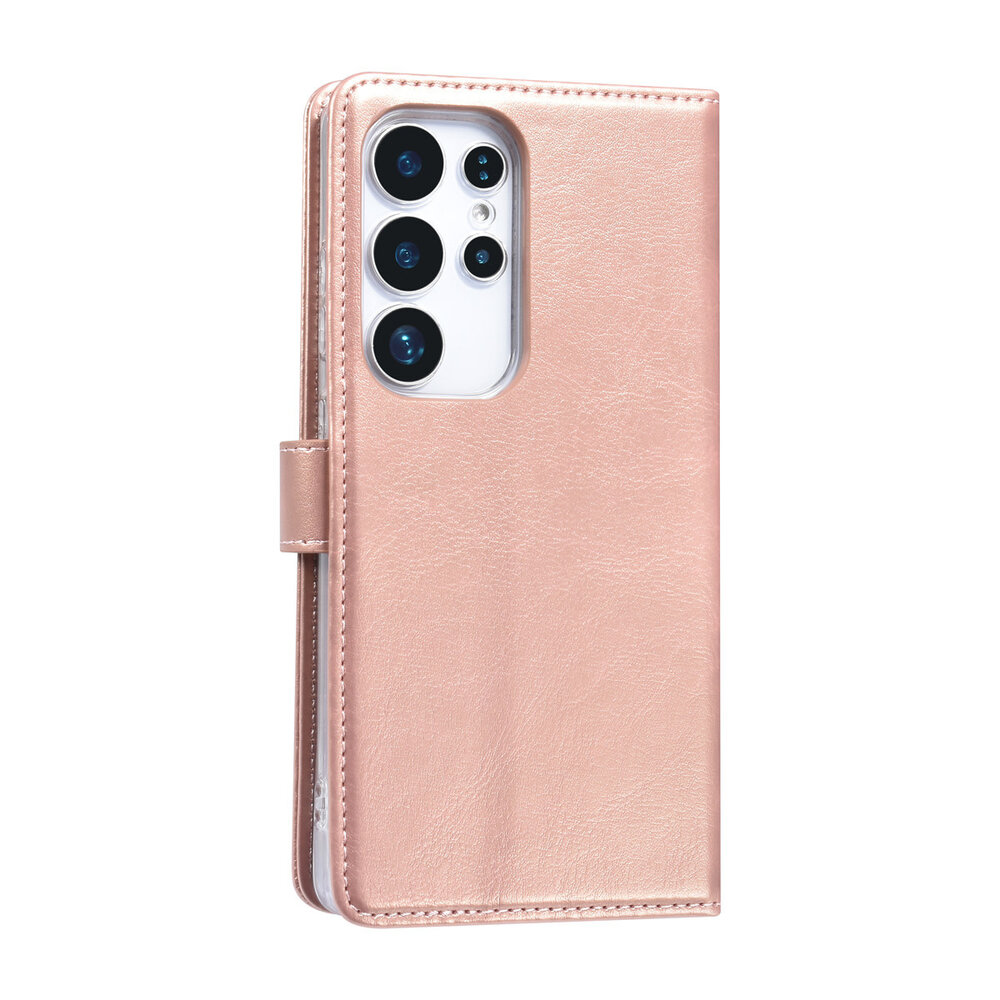 TUNIQ TUNIQ Galaxy S25 Ultra Book type case - Card holder for 3 cards - Magnetic closure - Hanger - Rose Gold TUNIQ TUNIQ Galaxy S25 Ultra Book type case - Card holder for 3 cards - Magnetic closure - Hanger - Rose Gold