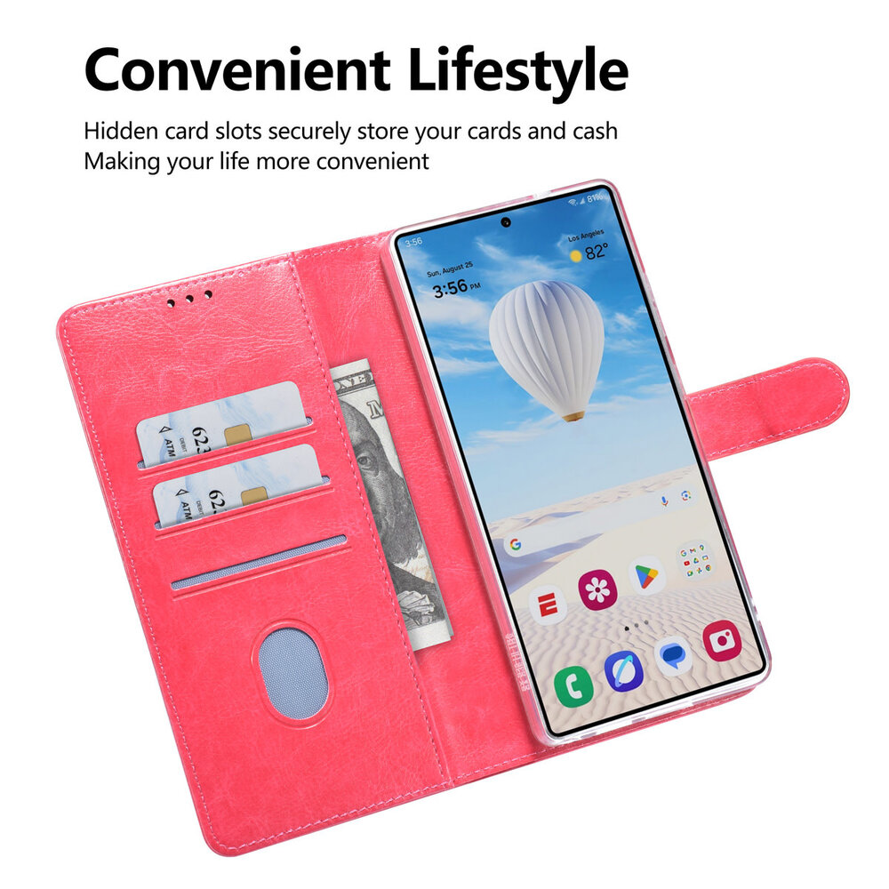 TUNIQ TUNIQ Galaxy S25 Ultra Book type housse - Porte-cartes pour 3 cartes - Fermeture magnétique - Cintre - Rose vif TUNIQ TUNIQ Galaxy S25 Ultra Book type housse - Porte-cartes pour 3 cartes - Fermeture magnétique - Cintre - Rose vif