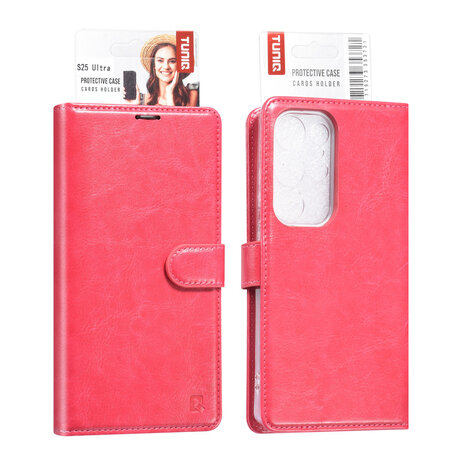 TUNIQ TUNIQ Galaxy S25 Ultra Book-Case hul - Kartenhalter für 3 Karten - Magnetverschluss - Aufhänger - Hot Pink TUNIQ TUNIQ Galaxy S25 Ultra Book-Case hul - Kartenhalter für 3 Karten - Magnetverschluss - Aufhänger - Hot Pink