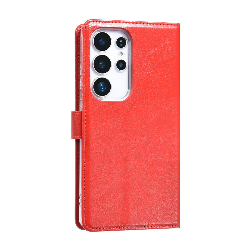 TUNIQ TUNIQ Galaxy S25 Ultra Book type case - Card holder for 3 cards - Magnetic closure - Hanger - Red TUNIQ TUNIQ Galaxy S25 Ultra Book type case - Card holder for 3 cards - Magnetic closure - Hanger - Red